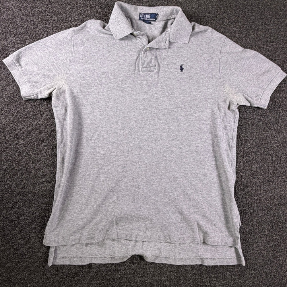 Polo Ralph Lauren Polo Shirt Mens L Classic Fit Gray Cotton Pique EUC